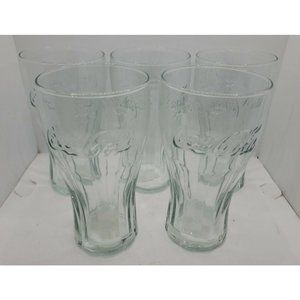 NEW! Lot of 5 Clear Glass Bell Shape Coca Cola Tumblers 16 oz. Coke Collectibles